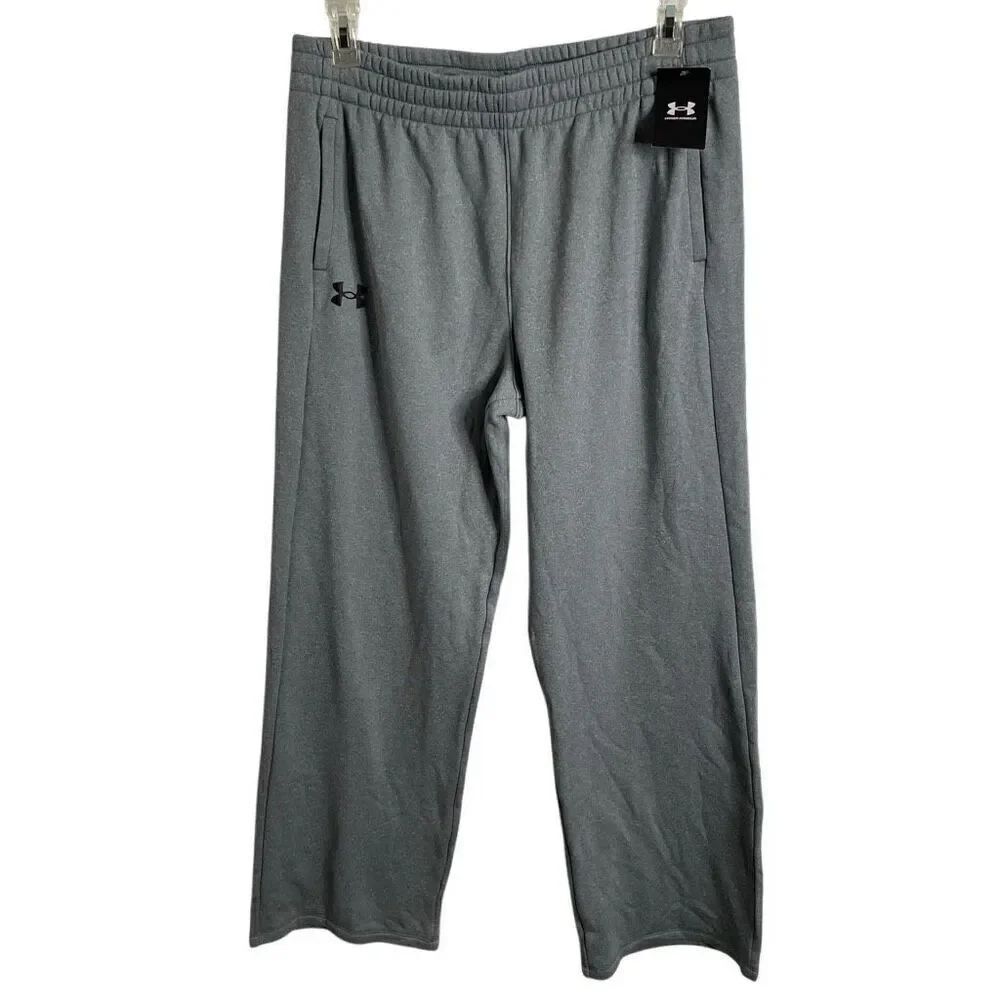 Under Armour Womens Armour Fleece Pants XL Gray Relaxed Fit Wide Leg Adjustable